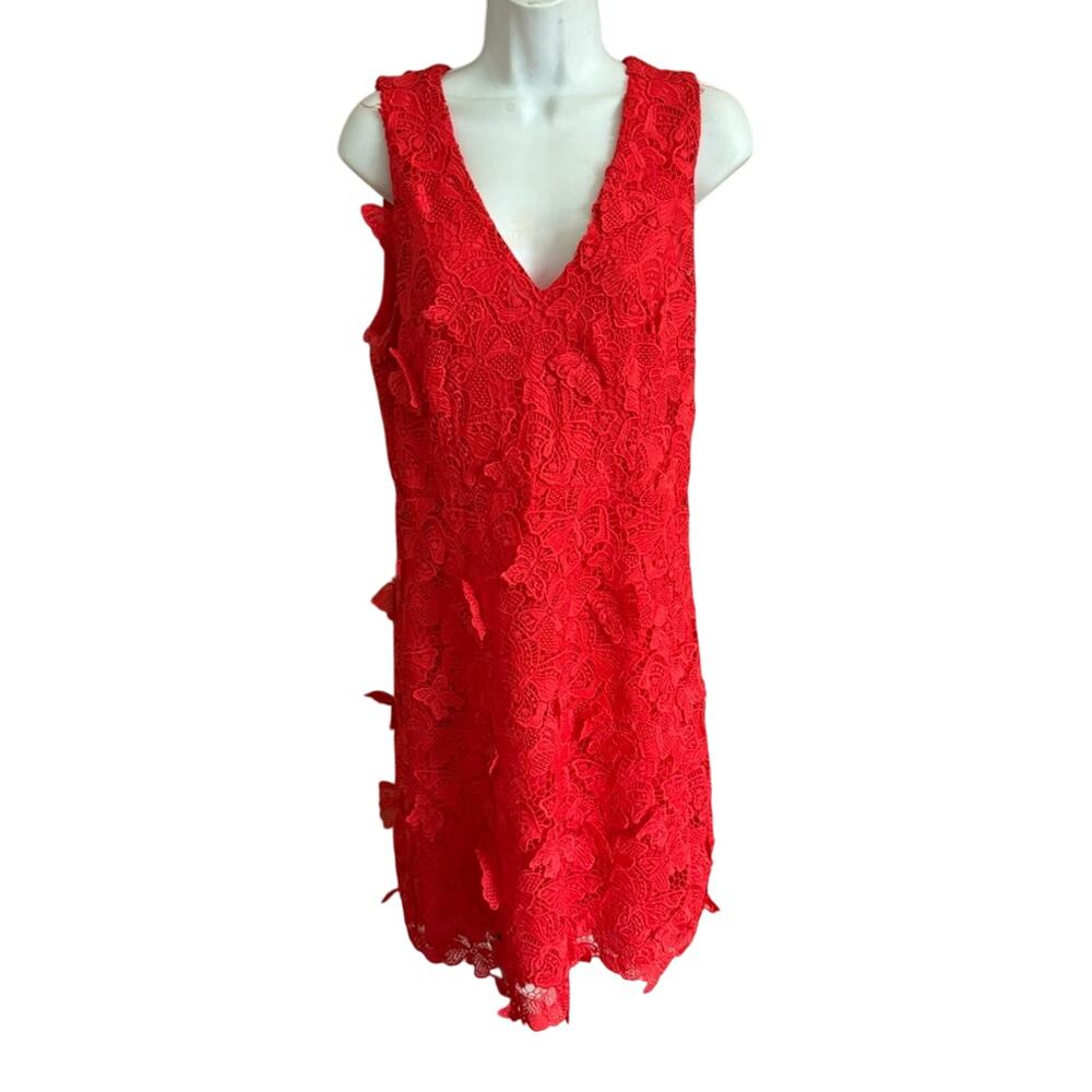 Michael Kors Red Butterfly Sleeveless V-Neck Sheath Dress Women’s 10 NEW